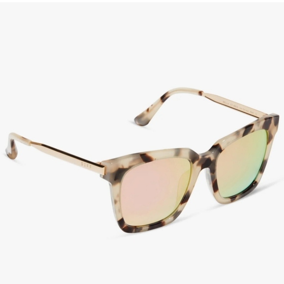 New DIFF Bella Sunglasses Cream Tortoise with Pink Mirror Lenses - Picture 5 of 16